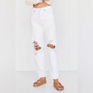 AGOLDE 90s Jean White Distressed Straight Leg Size 25 High Rise